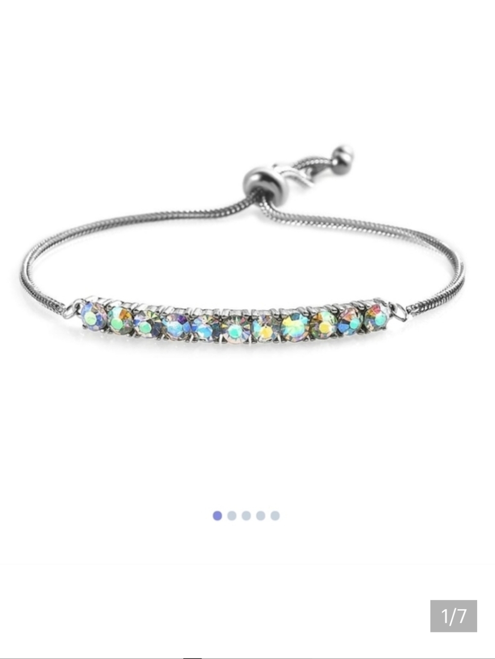 🆕️Aurora Borealis Color Crystal Bolo Bracelet in Stainless Steel